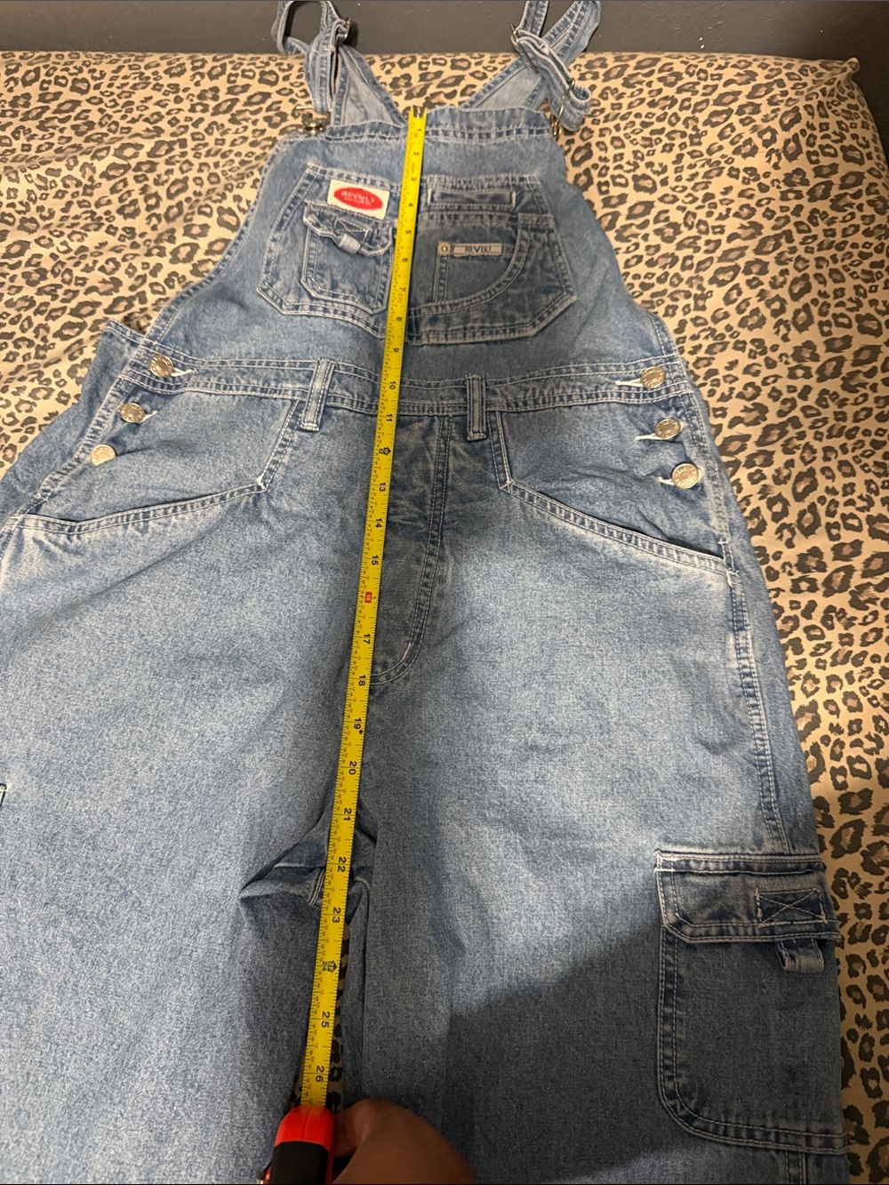 Vintage Revolt Clothing Co. Denim Cargo Overalls Size Large - Picture 11 of 11